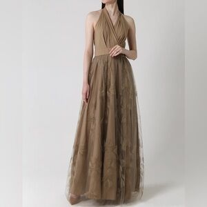 Brunello Cucinelli Gown Maxi Dress Embroidered Tulle Skirt Sz L NWT $ 7999